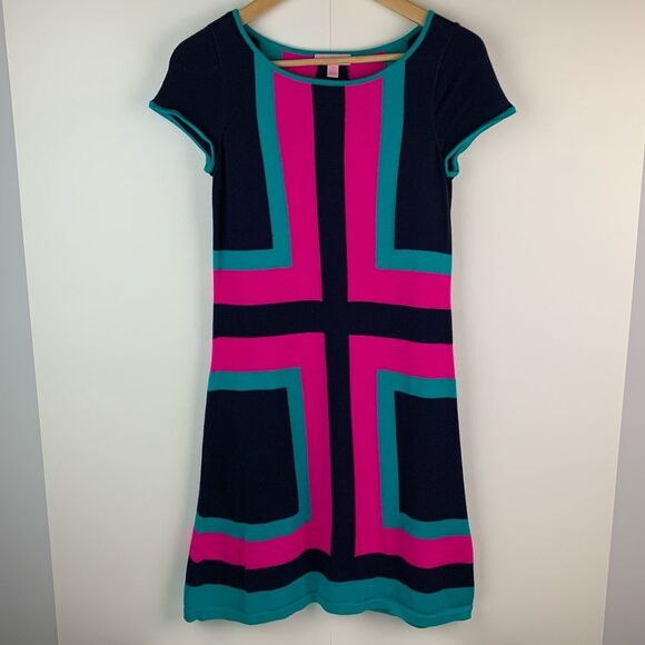 Lilly Pulitzer Isabella Mod Retro Scoop Neck Sweater Dress Colorblock Size XS - Picture 1 of 9